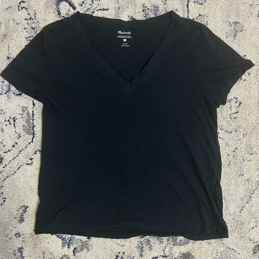 Madewell Black V-Neck Short Sleeve Tee